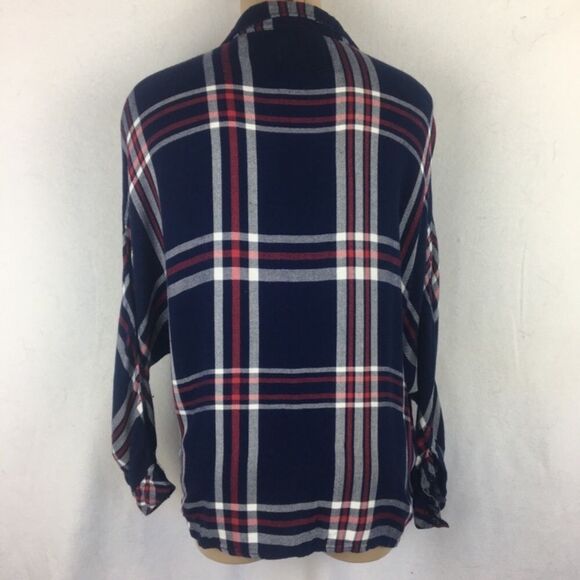 Rails Blue & White Plaid Checker Soft Long Sleeve Button Up Top S - Picture 3 of 9